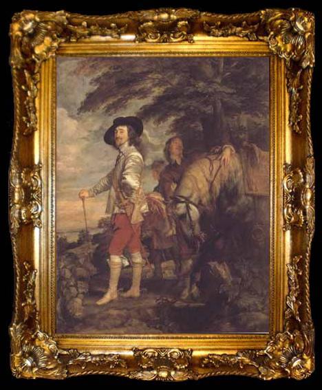 framed  Anthony Van Dyck Portrait of charles i hunting (mk03), ta009-2
